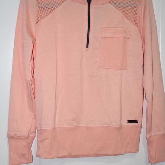 Nine West Active Pink/Coral Half Zip Sweatshirt Mesh Detail Small NWT - Picture 5 of 11